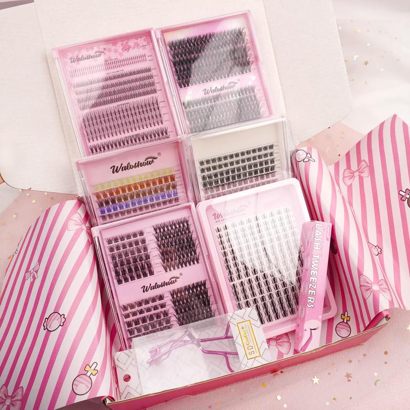 Eyelash Extensions Kit, 6 Boxes Lashes with Tools, Professional Eye Makeup Tool for Women, Holidays Gift, Christmas Gift