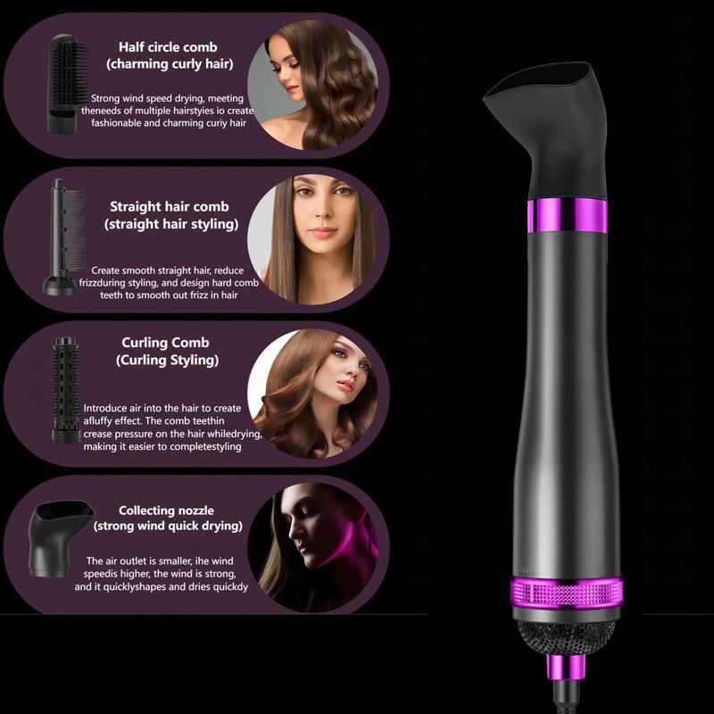 5 in 1 Hair Dryer, 1 Count 750W Hair Dryer with 5 Counts Nozzle, Multifunctional Hair Styling Tool for Salon Home and Travel, Christmas Gift