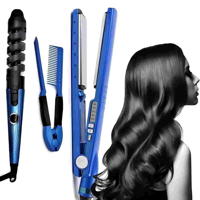 3pcs set Hair Straightener, Curling Rod Comb Multi-functional Hair Styling Tool Temperature Adjustable Hair Straightener Manual Curling Rod Home Hair Salon For All Hair Types Comfort