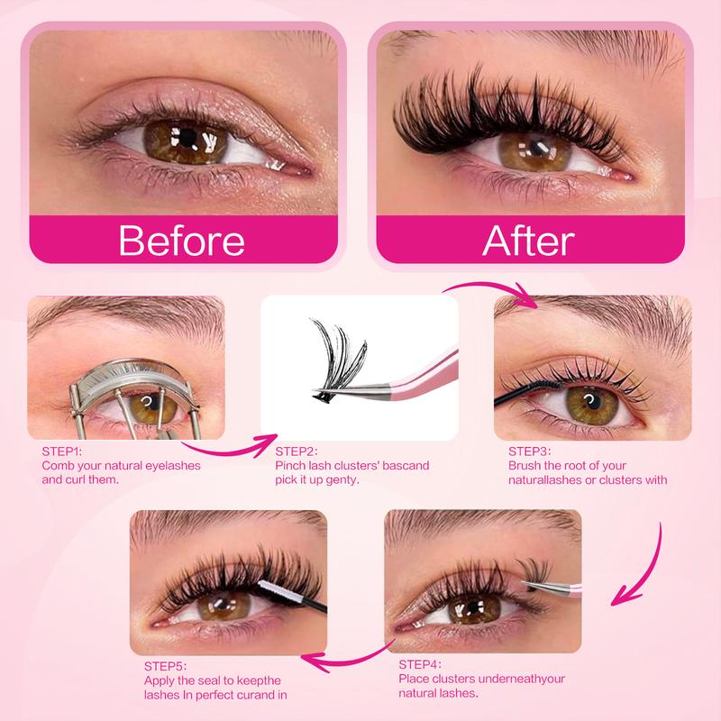 Eyelashes, False Eyelashes Lash Extension Kit, D-Curve Eyelashes 3 variations, 80, 60, and 30+40 variations. With Eye Lashes Bond, Tweezers, seal, and remover.