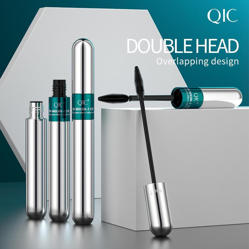 QIC 2 in 1 Lengthening Mascara, Long Lasting Waterproof Mascara for Women & Girls, Natural Curl Eyelashes Extensions Mascaras, Sweat Proof Lash Extensions Volume Building Essence Mascara,Eye Lash Cosmetic Makeup Flawless