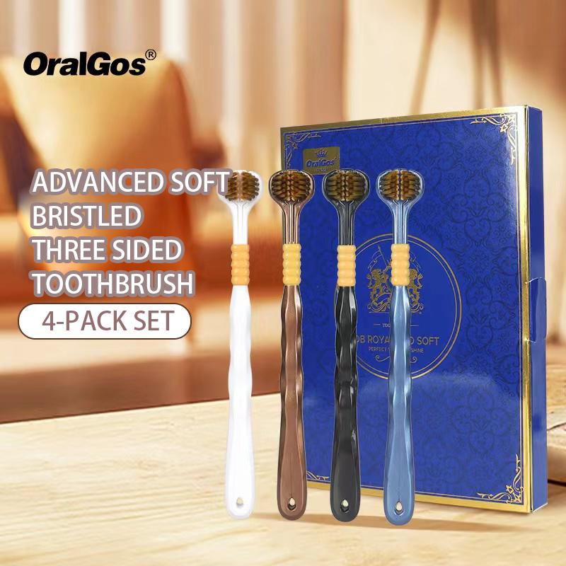 4 Pcs 3 Sides Toothbrush, Soft And Gentle, Clean Teeth Gums And Clean Tongue,Suitable For Daily Care | Comfort Oral Cleanser Christmas whitening teeth