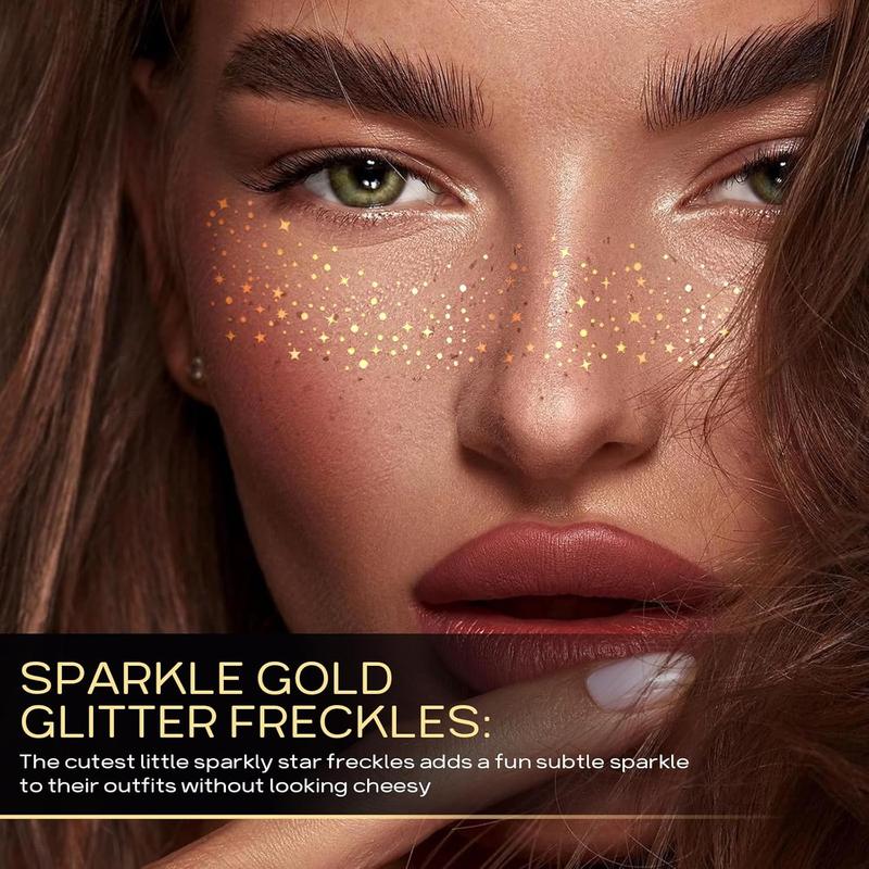 Glitter Face Tattoo Sticker, 6 Sheets pack Waterproof Face Glitter Speckles Tattoo Sticker, Face Glitter Makeup Accessories for Women & Girls