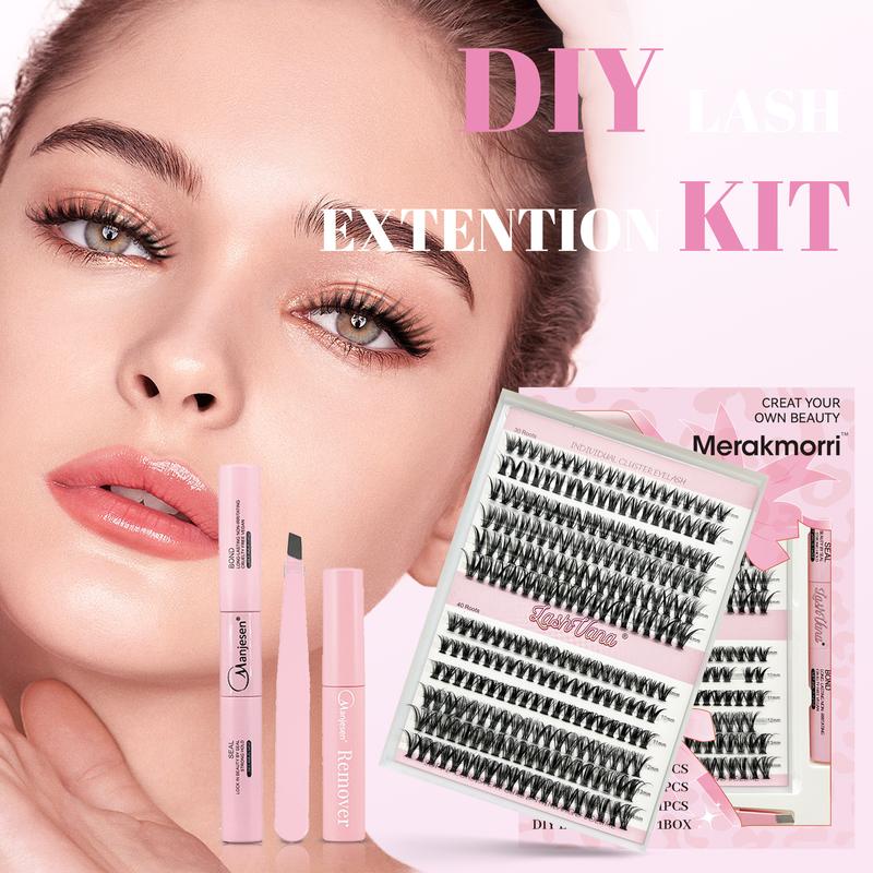 DIY Fluffy Eyelash Extension Kit 240 Eyelash Set Kit Individual Eyelashes Natural 9-17mm Kit with Applicator Makeup Cosmetic Makeup Cosmetic