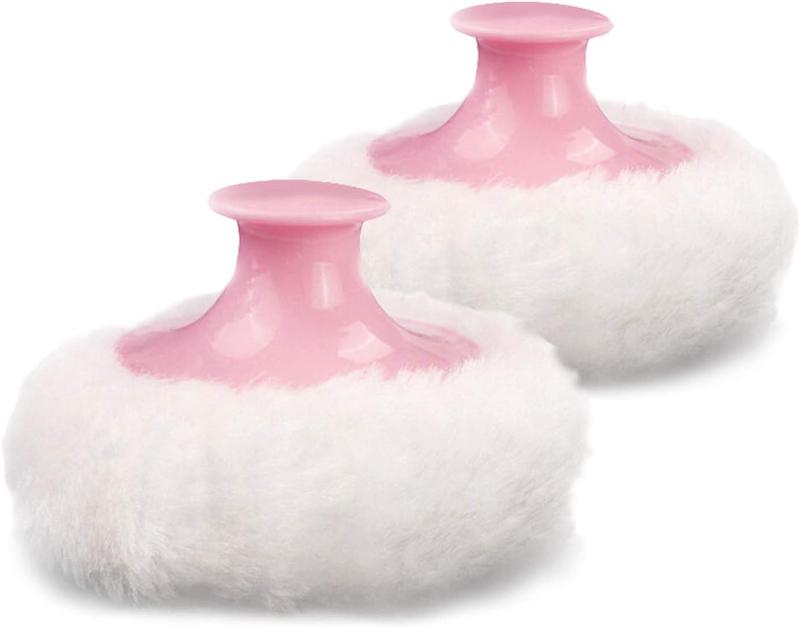 2 Large Fluffy Powder Puff, Body Cosmetic Powder Puff, Soft Face Body Powder Puff for Baby& Kid& Adult (3.2 Inch with Hand Holder, Pink)