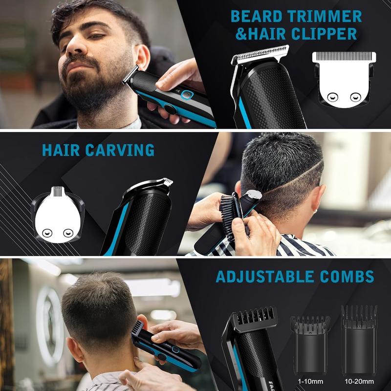 All in One Beard Trimmer with Adjustable Combs - Waterproof Trimmer for Men, Hair Clippers, Nose Trimmer, Electric Razor Shaver for Mustache Nose Body Face Grooming, Gifts for Men