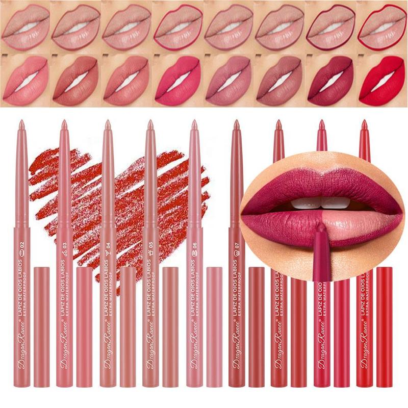 Long Lasting Lipliner Set, 12pcs Smooth Matte Lip Liner, Easy Coloring Lip Sticks, Moisturizing Lip Liner Pencil for Girls & Women, Summer Makeup