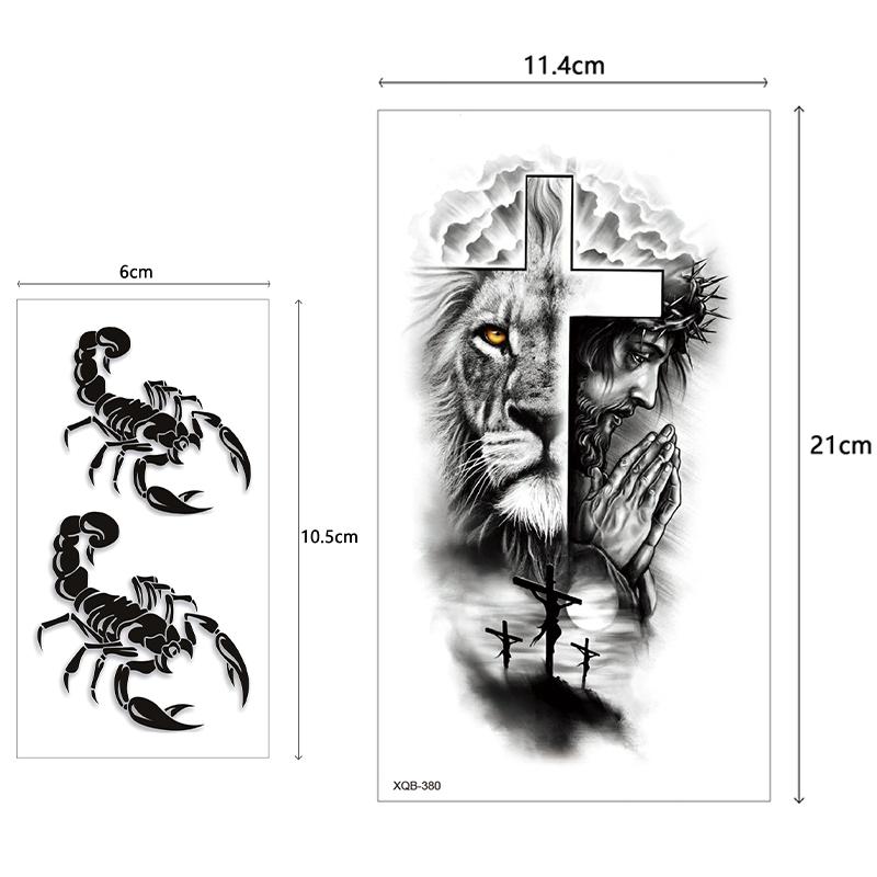 12 Sheets Large-Size Black Temporary Tattoos Stickers,24 Sheets Small-Size Black Temporary Tattoos Stickers,Forearm Designs Featuring Tribal, Wolf, Tiger, Lion, Owl, Skeleton Skull, Temp Halloween Fake Tattoo Stickers, Rose, and Animals