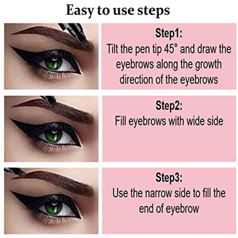 Microblade Eyebrow Pencil, Magic Eyebrow Pencil, Waterproof Microblading Eyebrow Pencil Contouring Pen 4 Tipped Precise Brow Pen, Makeup Cosmetic