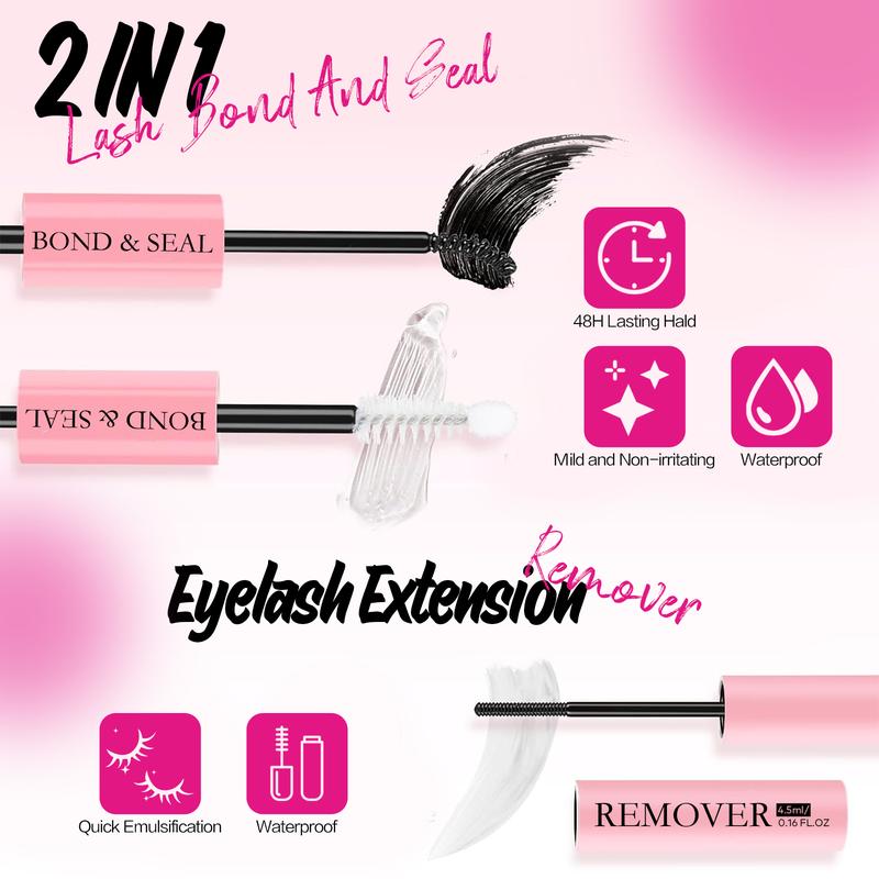 Eyelashes, False Eyelashes Lash Extension Kit, D-Curve Eyelashes 3 variations, 80, 60, and 30+40 variations. With Eye Lashes Bond, Tweezers, seal, and remover.