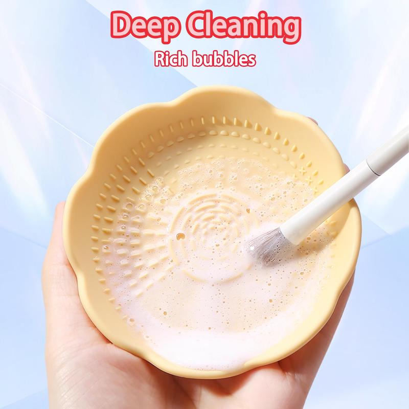 Silicone Makeup Brush Cleaner Mat, 1 Count Portable Makeup Tool Cleaning Bowl, Makeup Tool Cleaning Tool For Brushes, Powder Puffs