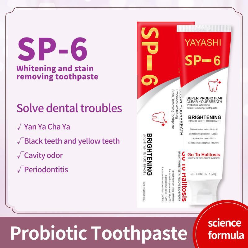 SP-6 Probiotic Whitening Toothpaste for Oral Health Management and Fresh Breath - Mint Flavor - Daily, Fragrance