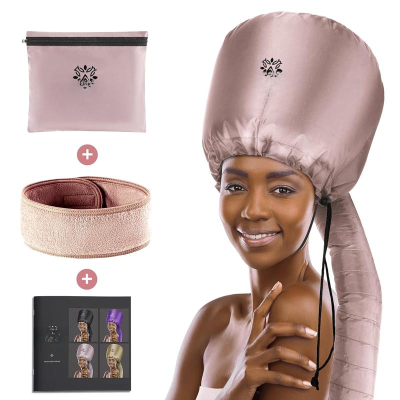 Bonnet Hood Hair Dryer Attachment - Soft, Adjustable  Bonnet Hair Dryer for Speeds Up Drying Time at Home, Easy to Use for Styling, Curling and Deep Conditioning (Pink)