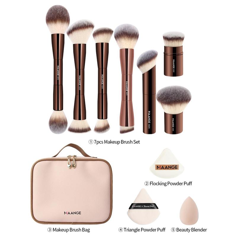 Makeup Brush Set with Makeup Puff & Sponge & Waterproof Wash Bag, 11pcs set Professional Makeup Tools for Women, Travel Makeup Accessories