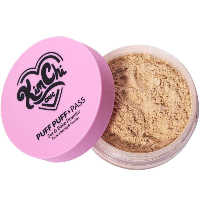 KimChi Chic Puff Puff Pass Set & Bake Powder with Rice Powder & Vitamin-E, Lightweight & Translucent Makeup, Cosmetic Setting Powder