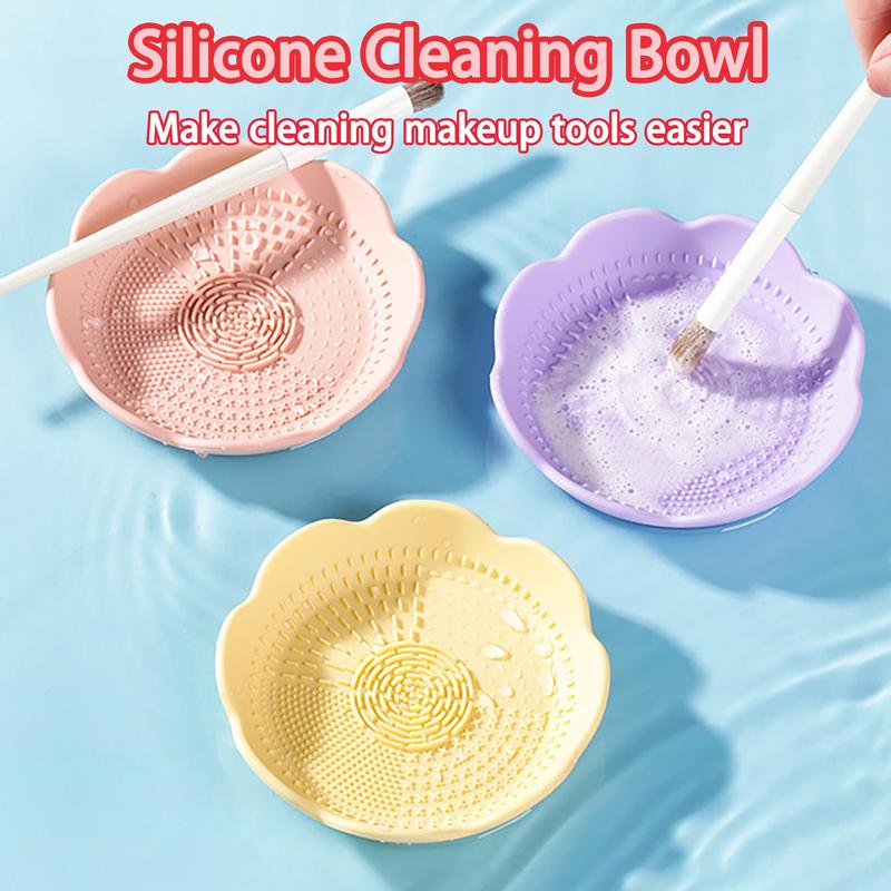 Silicone Makeup Brush Cleaner Mat, 1 Count Portable Makeup Tool Cleaning Bowl, Makeup Tool Cleaning Tool For Brushes, Powder Puffs