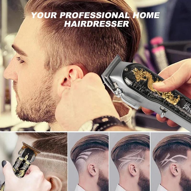 Professional Hair Clipper & T-shaped Trimmer Set, USB Rechargeable Hair Trimmer with LCD Digital Display, Hair Cutting Kit for Men, Clippers for Men, Men Gifts, Christmas, Fall, Ideal Winter Gift