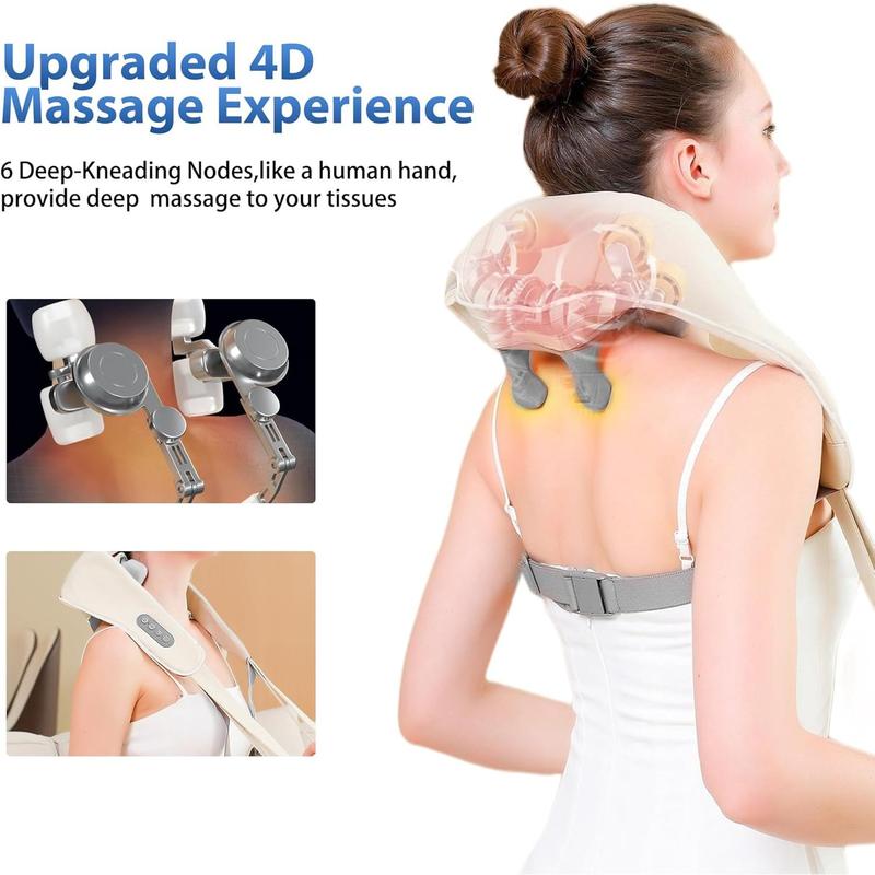 Neck Massager for Pain Relief Deep Tissue,Cordless Shoulder,Neck and Back Massager with Heat,4D Deep Electric Kneading Massage for Back,Waist,Leg Use,Perfect Gifts for Men Women Dad Mom