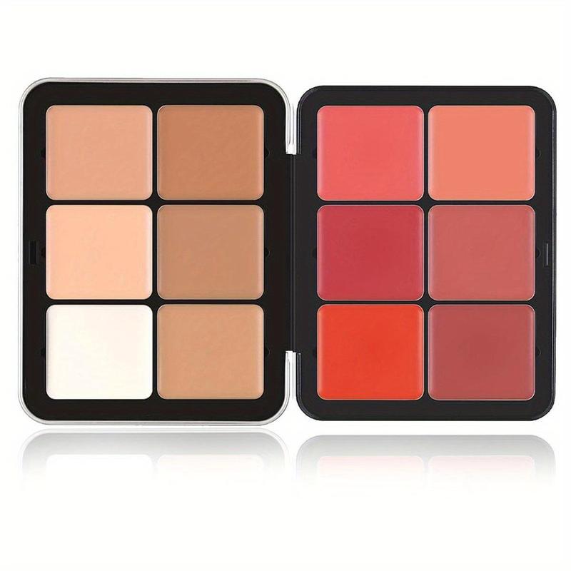 12 Color Blush Palette, 1 Box Matte & Glitter Highlighter Palette, Long Lasting Blush Concealer Palette, Compact Natural Look Blush for Daily Makeup