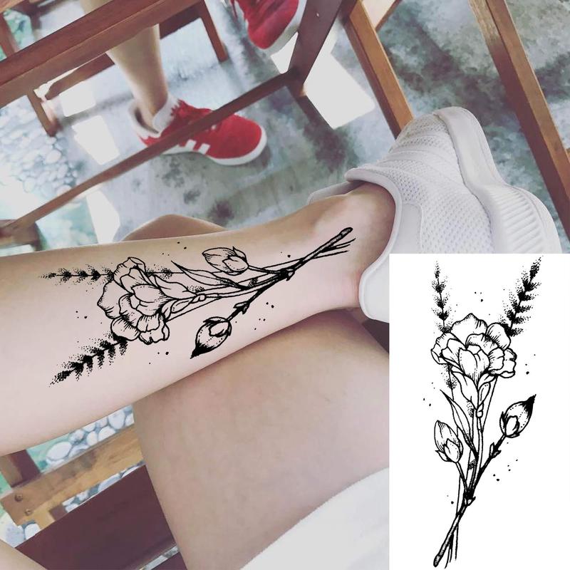 Flower Pattern Temporary Tattoo Sticker, 19pcs set Waterproof Fake Tattoo Sticker for Girls, Body Art Sticker for Women & Men Party Decor