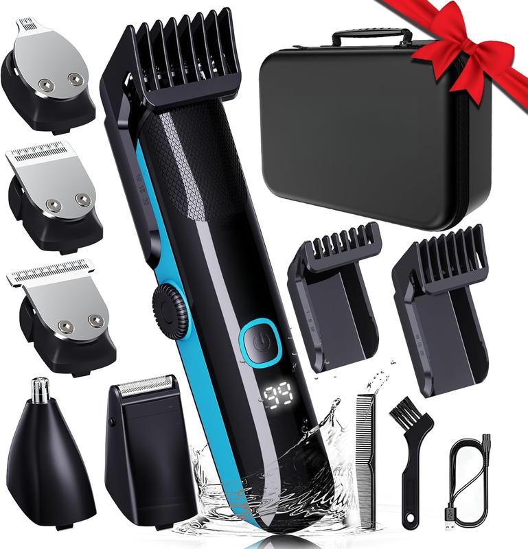 All in One Beard Trimmer with Adjustable Combs - Waterproof Trimmer for Men, Hair Clippers, Nose Trimmer, Electric Razor Shaver for Mustache Nose Body Face Grooming, Gifts for Men