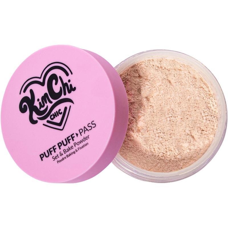 KimChi Chic Puff Puff Pass Set & Bake Powder with Rice Powder & Vitamin-E, Lightweight & Translucent Makeup, Cosmetic Setting Powder