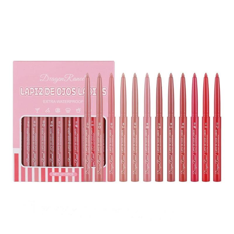 Long Lasting Lipliner Set, 12pcs Smooth Matte Lip Liner, Easy Coloring Lip Sticks, Moisturizing Lip Liner Pencil for Girls & Women, Summer Makeup