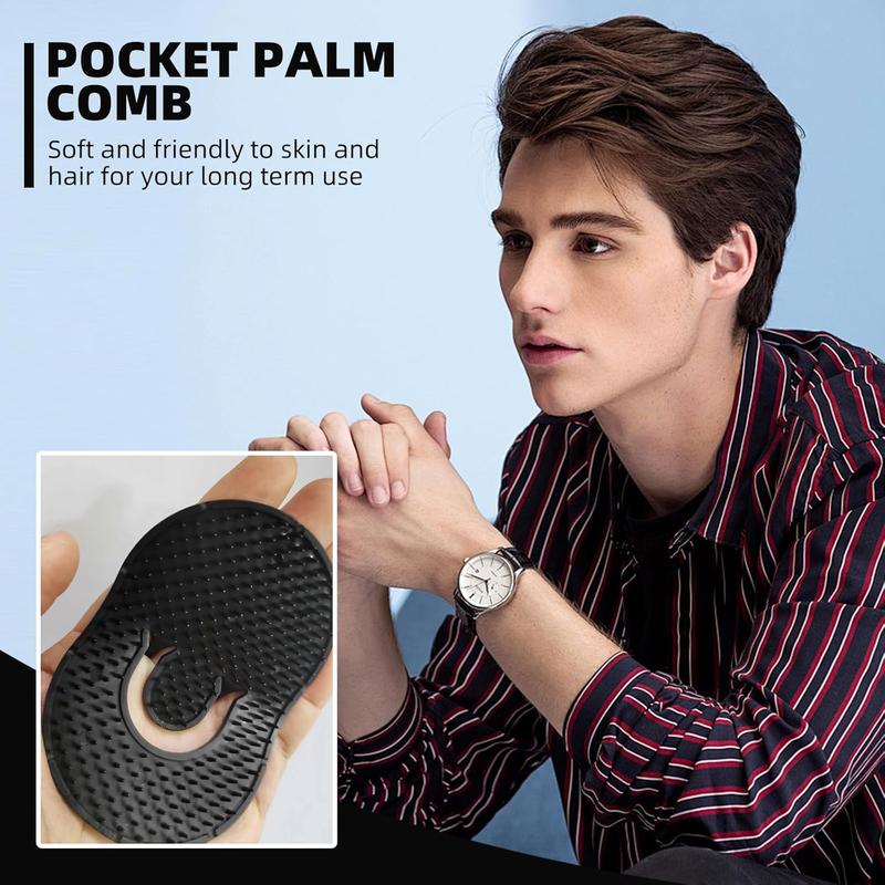 2 Packs Pocket Palm Combs, Shampoo Comb,  Hair Brush Comb, Scalp  Brush Comb, Wave Brush, Palm Hair Brush (Black)