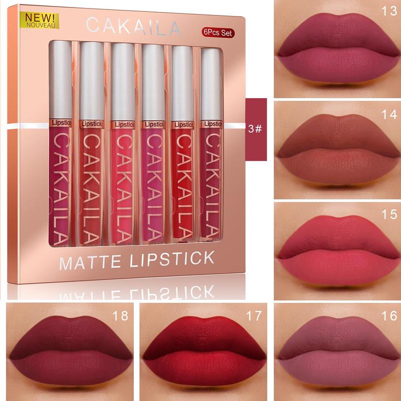 Long-lasting Matte Lipstick, 6 Counts set Water Proof Matte Lip Balm, Easy Coloring Lip Sticks, Suitable for All Occasions Lip Makeup, Girls and Women Makeup Accessories, Christmas Gift