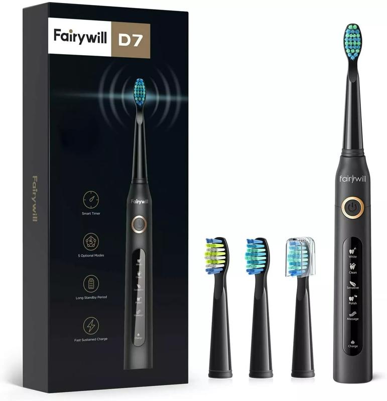 Electric Toothbrush for Adults and Kids, Rechargeable Whitening Toothbrush with Smart Timer, Sonic Electric Toothbrush Travel with 4-6 Brush Heads &1 Brush Head Cover, 40000 VPM Ultra Cleaning