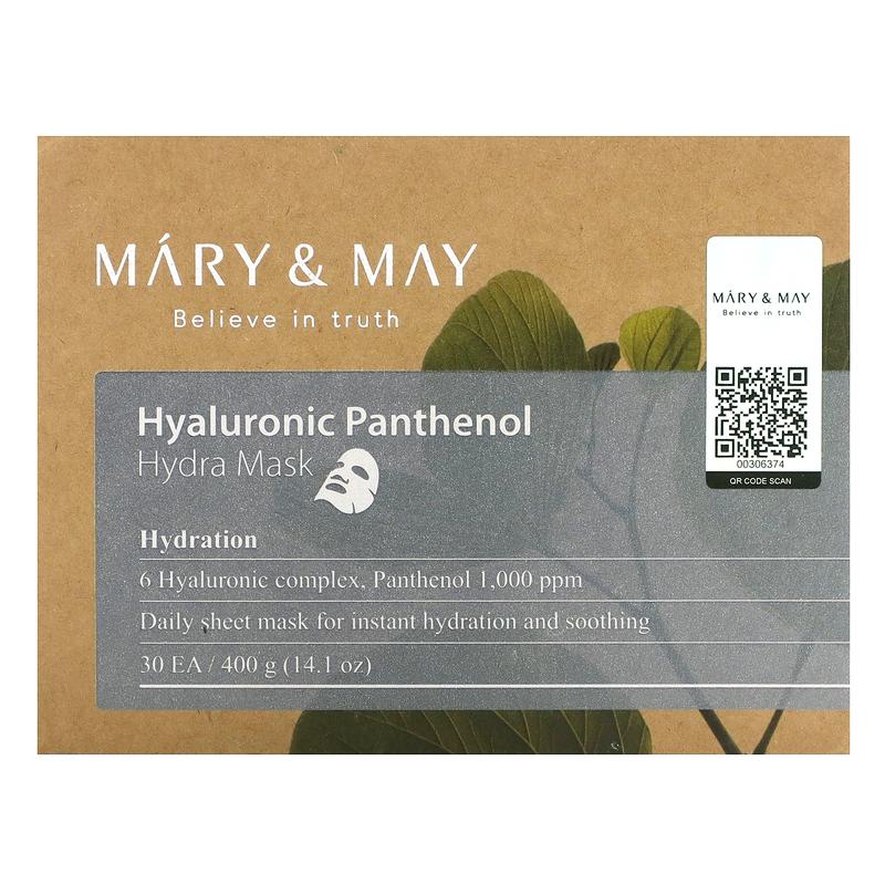 Mary & May Hyaluronic Panthenol, Hydra Beauty Mask, 30 Sheets, 14.1 oz (400 g)