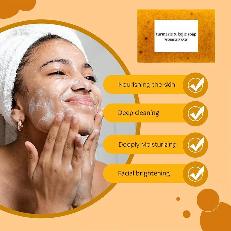 Turmeric & Kojic Acid Cleansing Soaps, Natural Extracts Soaps, Turmeric Soaps, Moisturizing Skincare Soaps for Women, Body Care Body Wash Soap Bars for Daily Summer Gift, Halloween Gift, Fall Essentials