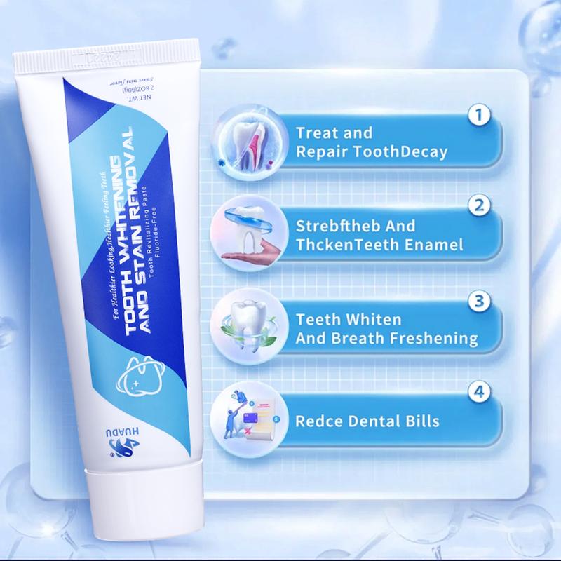 HUADU AKCMINS Natural Whitening Toothpaste, No Fluoride, Repair, Anti Plaque, Triple Whitening