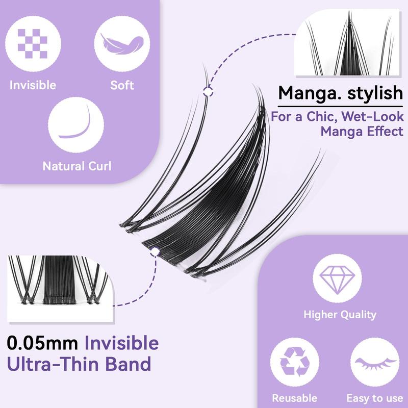 Fairy Lash Clusters Kit, 1 Box 10-18mm Manga Eyelash Clusters & Glue & Remover & Tweezers, DIY Spider Eyelash Extensions Kit, Individual Fake Eyelashes Clusters Kit, Christmas, Christmas Gift