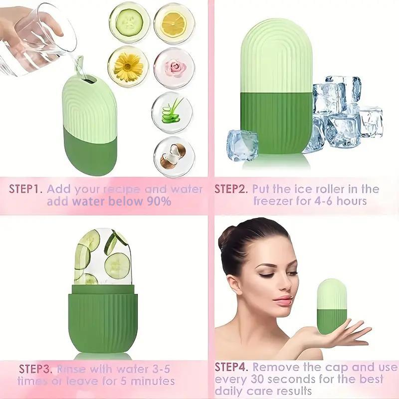 Summer Ice Roller for Face & Panda Eye Puffiness, Comfort Ice Face Roller Mold Face Massagers, Reusable & Leakproof Ice Facial Roller Mold Cube, Night Routine Facial Care Tools for Women, Skincare Products, Fall Gift, Christmas Gift