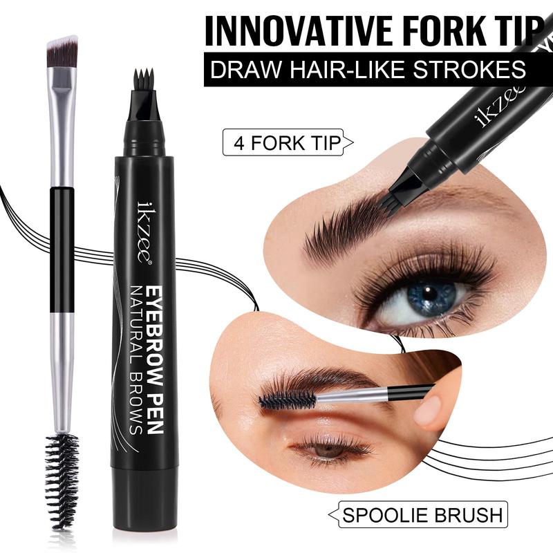 Long Lasting Eyebrow Pencil, Waterproof Eyebrow Pen & Double-ended Brow Styling Brush, Professional Eye Brow Makeup Tool