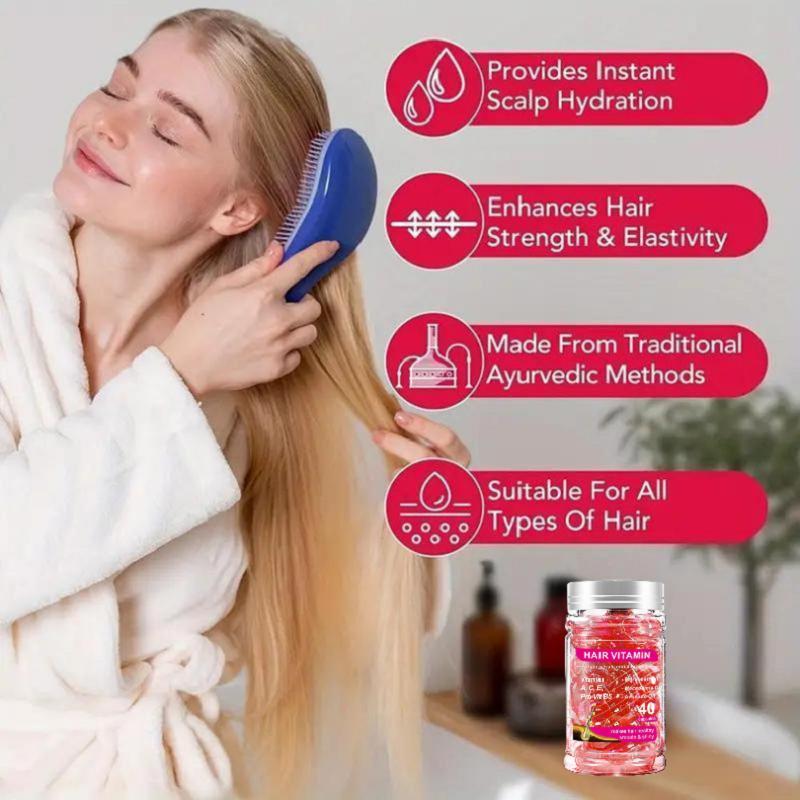 Nourishing Hair Vitamin Capsule, 3 Bottles Moisturizing Hair Care Oil Capsule for Strengthening Hair, Hair Care Product for Women, Christmas Gift