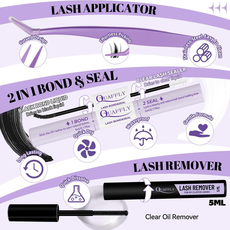 Fairy Lash Clusters Kit, 1 Box 10-18mm Manga Eyelash Clusters & Glue & Remover & Tweezers, DIY Spider Eyelash Extensions Kit, Individual Fake Eyelashes Clusters Kit, Christmas, Christmas Gift