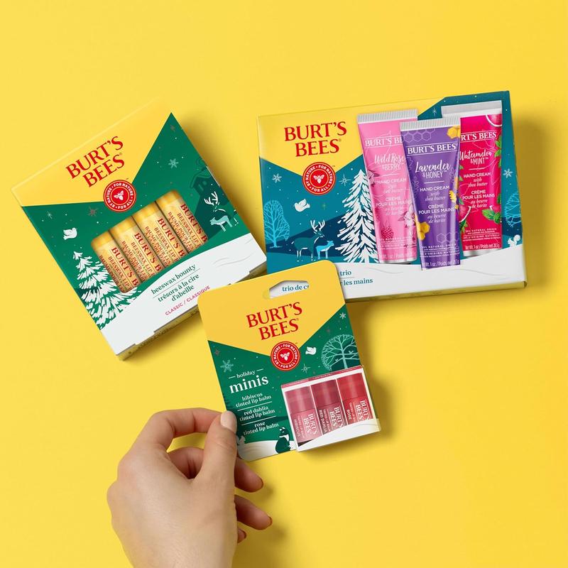 Burt’s Bees Christmas Gifts, 4 Lip Balm Stocking Stuffers Products, Beeswax Bounty Classic Set - Original Beeswax Moisturizing Lip Balm (4-Pack)