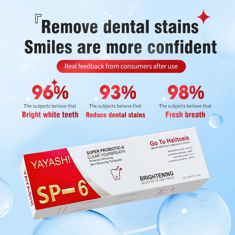 SP6 Probiotics Toothpaste , teeth healthy Management,Fresh Breath Remove smoke stains, with Sodium Saccharin and Lactobacillus, Hydroxyapatite, Free of Fluoride, Hydroxyapatite, Anti, Whitening Toothpaste, Family pack,Gift  toothpaste spit everywhere Oral