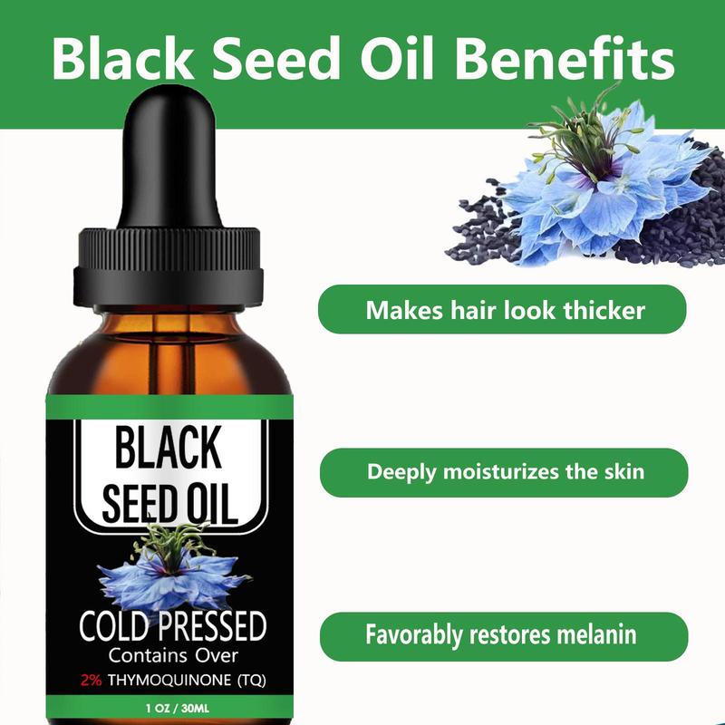 Nourishing Black Seed Oil for Hair, Eyelashes, Nails, Natural Skin Care Oil for Daily Use, Multi-use Skin Care Massage Essential Oil for Face & Body