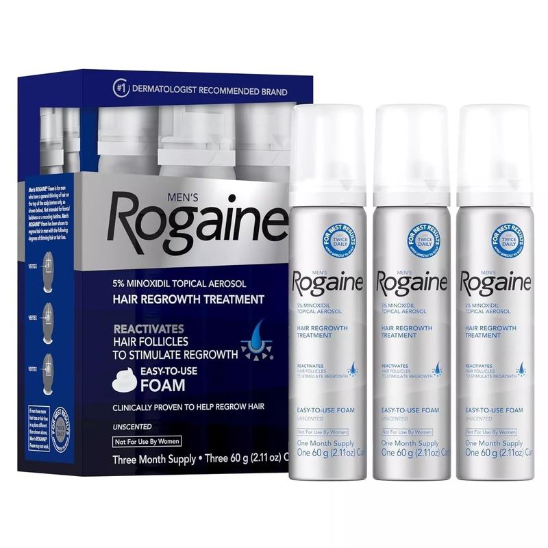 Rogaine Men's Rogaine 5% Minoxidil Topical Aerosol Hair Regrowth Treatment Foam 3Pack