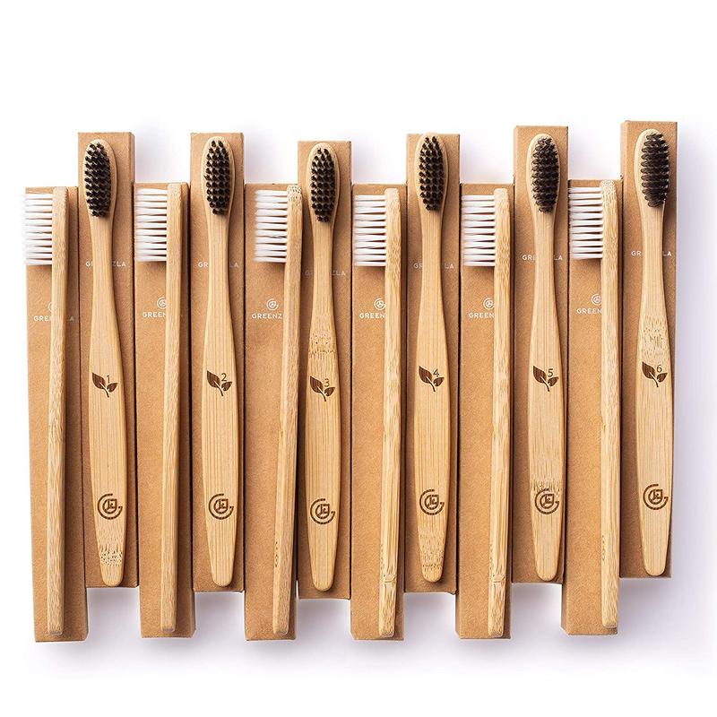 Bamboo Toothbrushes (12 Pack) | BPA Free Soft Bristles Eco-Friendly, Natural Toothbrush Set Biodegradable & Compostable Charcoal Wooden