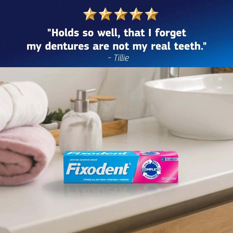 Fixodent Original, Complete Secure Denture Adhesive Cream, All Day Strong And Long Hold, 0.75 ounce (Pack Of 1) Oral