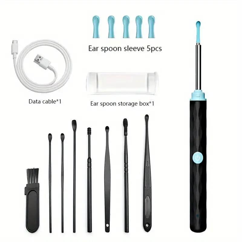 Christmas Gift Ear Wax Removal Camera, Ear Cleaner 1296P HD Camera, Ear Cleaning Kit with 8pcs Ear Set, Wireless WiFi Otoscope with 6 Lights, Rechargeable Earwax Removal Tool Kit for Adult & Kid Christmas Presents