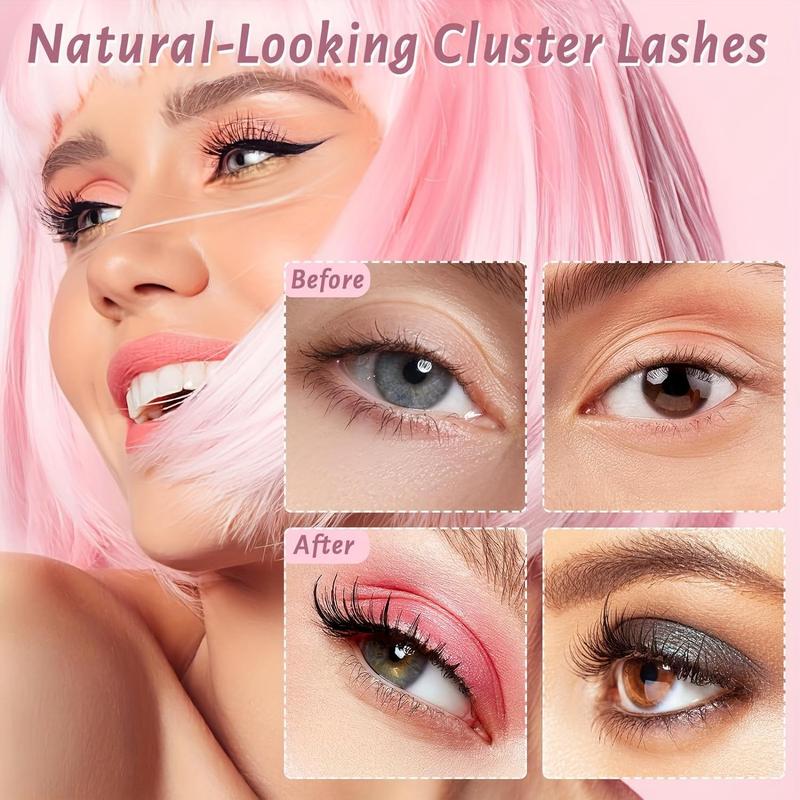 Wispy Style Makeup False Eyelashes for Women, Fake Clusters Lashes Strips Lashes for Eyelash Extension, Eyelash Extensions Kit for Eye Makeup Enhancement