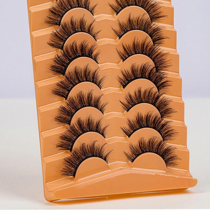 Summer Fluffy Natural False Eyelashes, 9 Pairs Wispy Cat Eye Faux Strip Lashes, Volumized False Eyelashes for Women and Girls Eye Makeup Enhancement, Christmas Gift