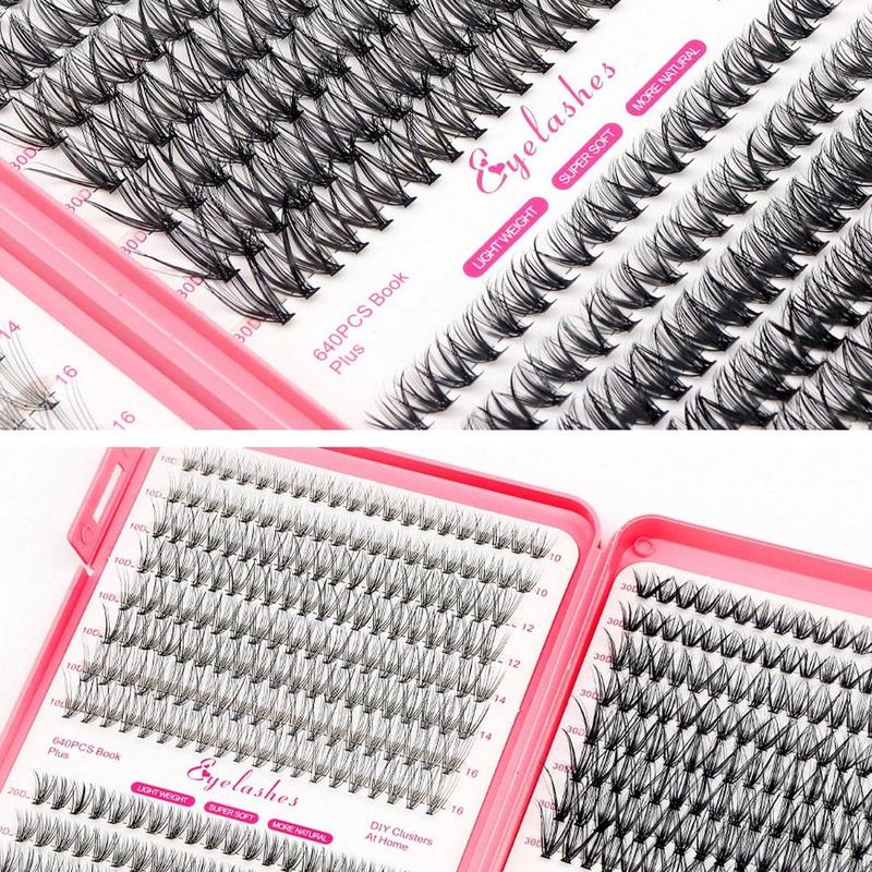 Mixed Length & Styles Curl DIY Eyelashes Kit, 1 Set Including Lash Clusters & Eyelash Glue & Tweezers & Eyelash Brush & Eyelash Cleanser