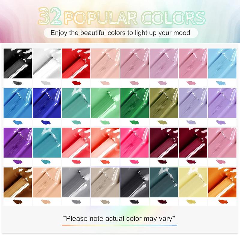 JODSONE 35 PCS Gel Nail Polish Set with 32 Colors Gel polish Kit Base Coat No Wipe Matte Glossy Top Coat Nail Polish Set Green Blue Red Pink Collection Gifts for Women Mother's day gifts