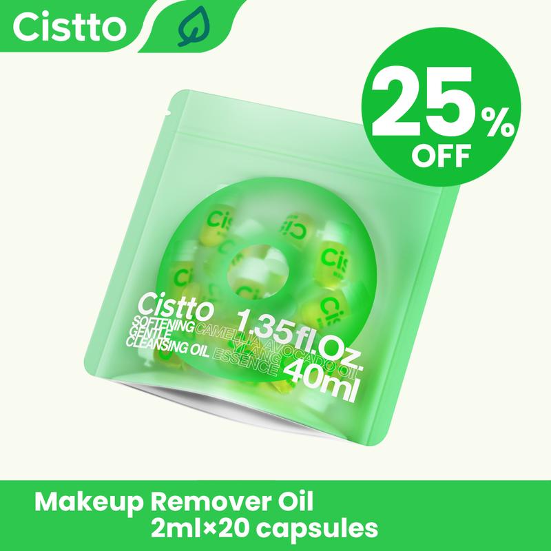 Cistto Natural Cleansing Oil – Best for Sensitive & Acne-Prone Skin, Waterproof Makeup Remover Oil – Nourishing & Gentle!, Travel-Friendly  2ml*20 Capsules, Antioxidant Fresh-Seal, Non-comedogenic ，Fragrance and Colorant Free！